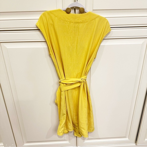 Everlane Women’s Japanese Go Weave Yellow Cap Sleeve Style Wrap Dress Minimalist - Picture 12 of 12